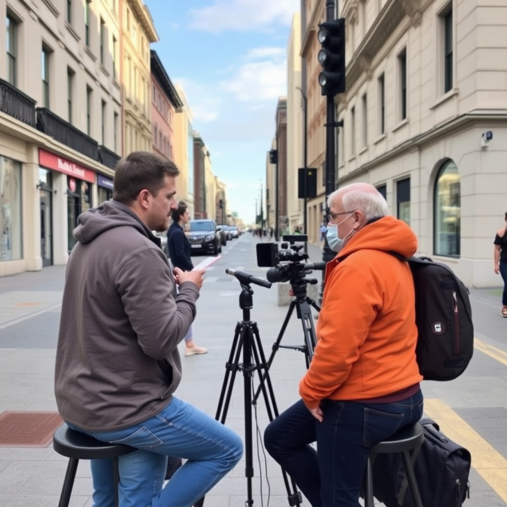 Street interview setup